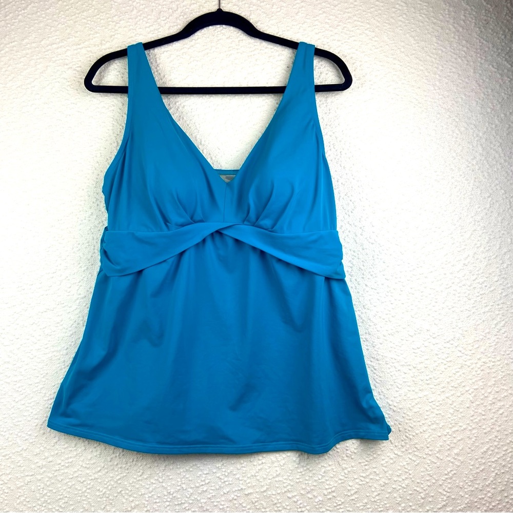 Lands' End Turquoise V-Neck Swim Top. Size 16